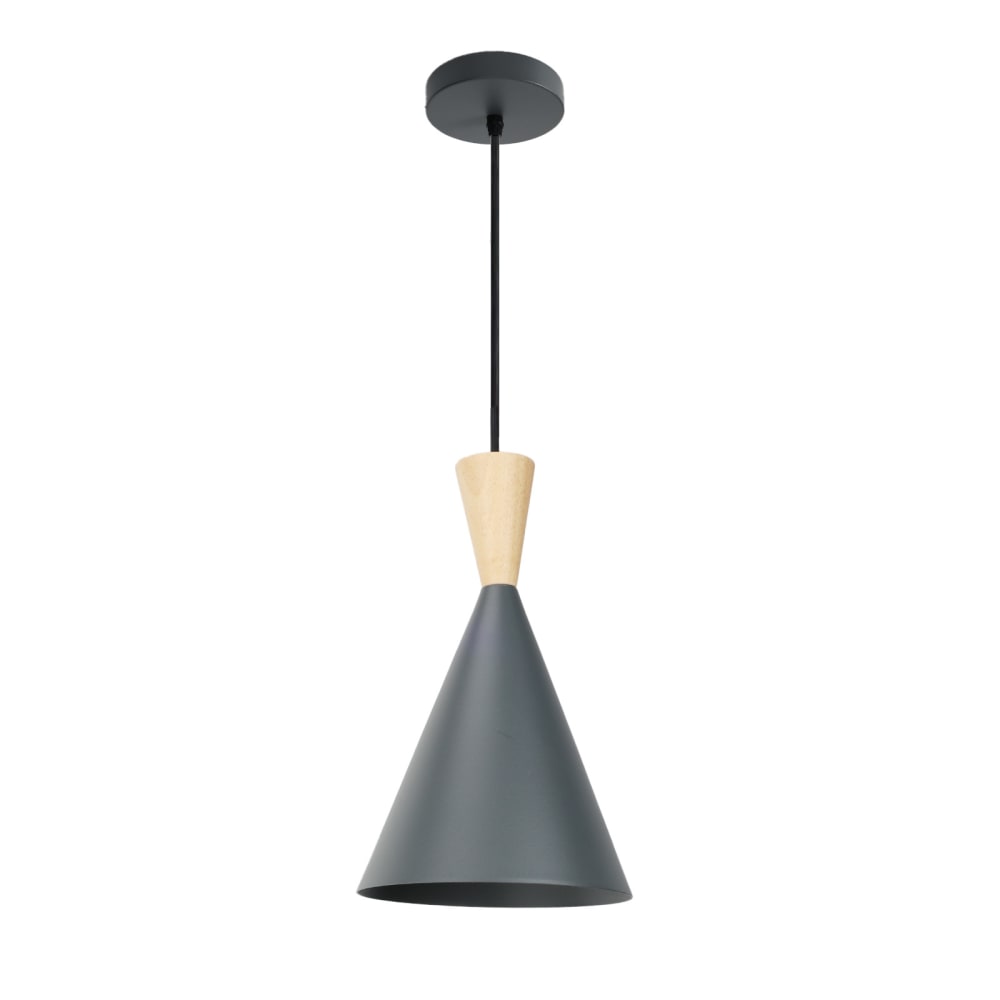 Alpinaluz Hängelampe aus grauem Metall und Holz mit Fassung style modern - Metall