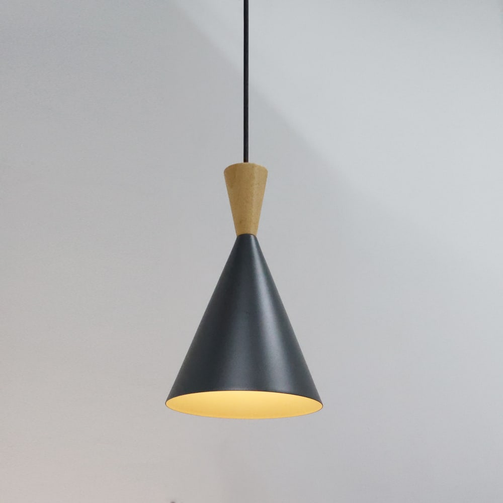 Plafonnier nordique métal et bois gris, E27 278mm — vue 4