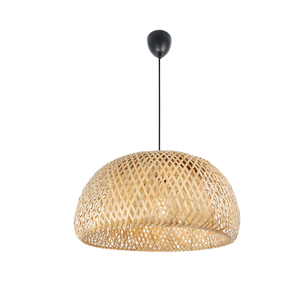 Plafonnier minimaliste en osier et bambou noir E27 Ø48 cm