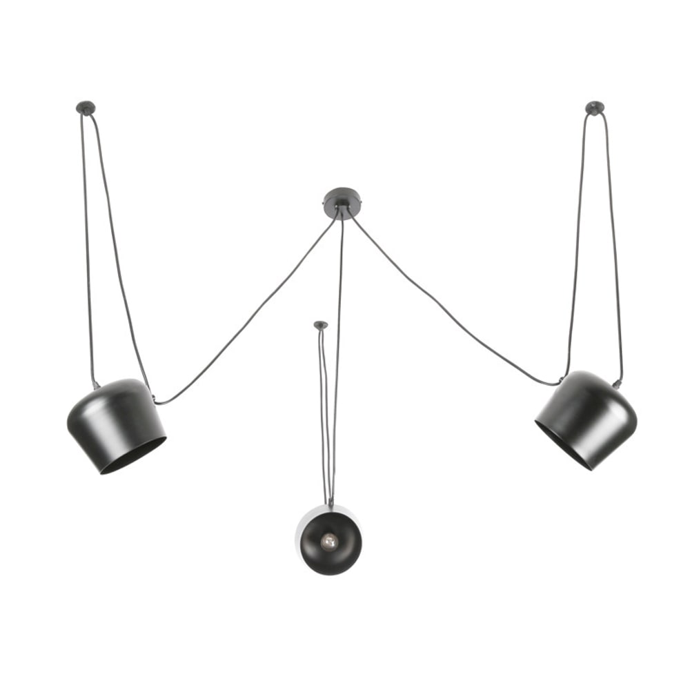 Plafonnier moderne métal gris, 3 lumières, E27 16x18cm