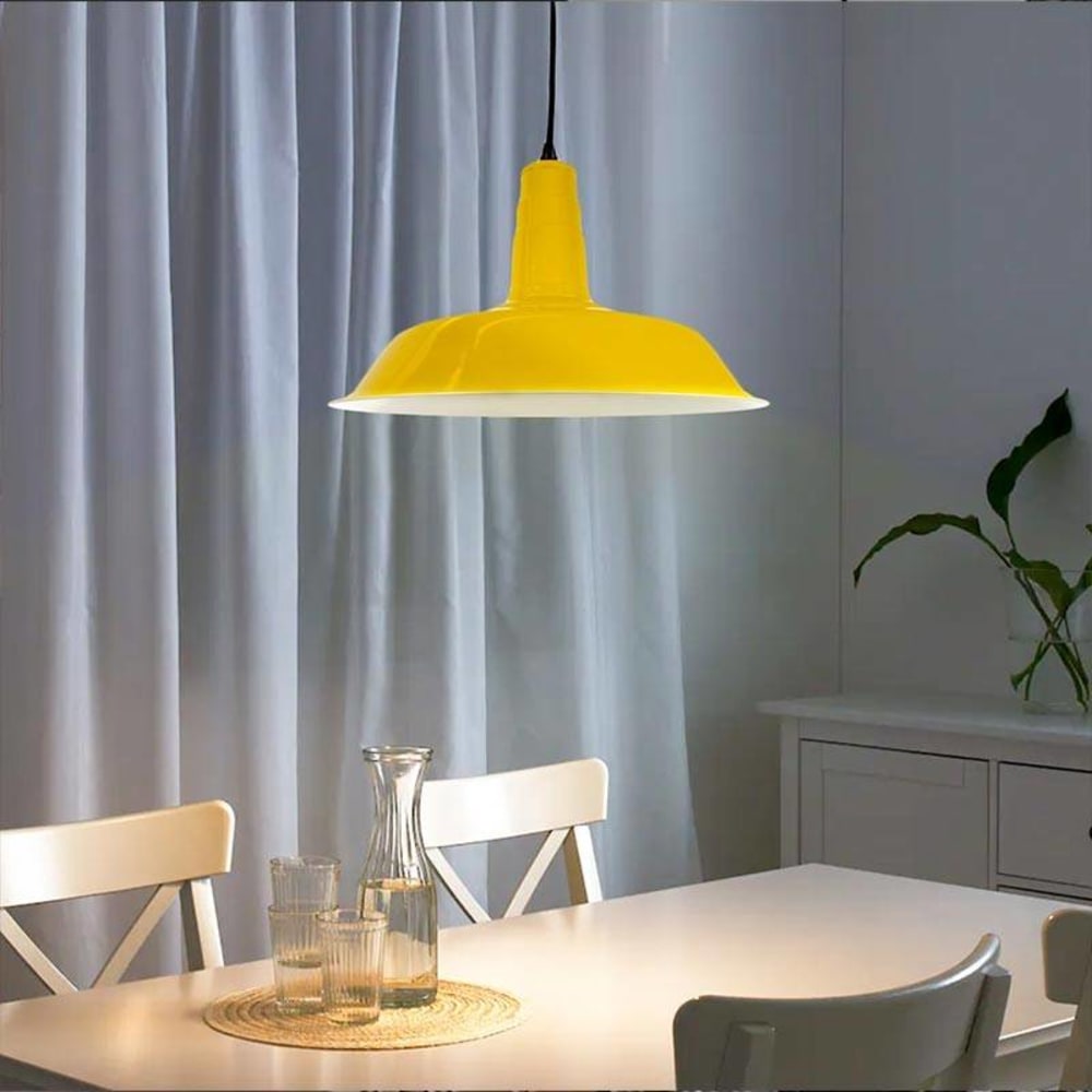 Plafonnier industriel métal jaune E27 Ø36 cm — vue 3