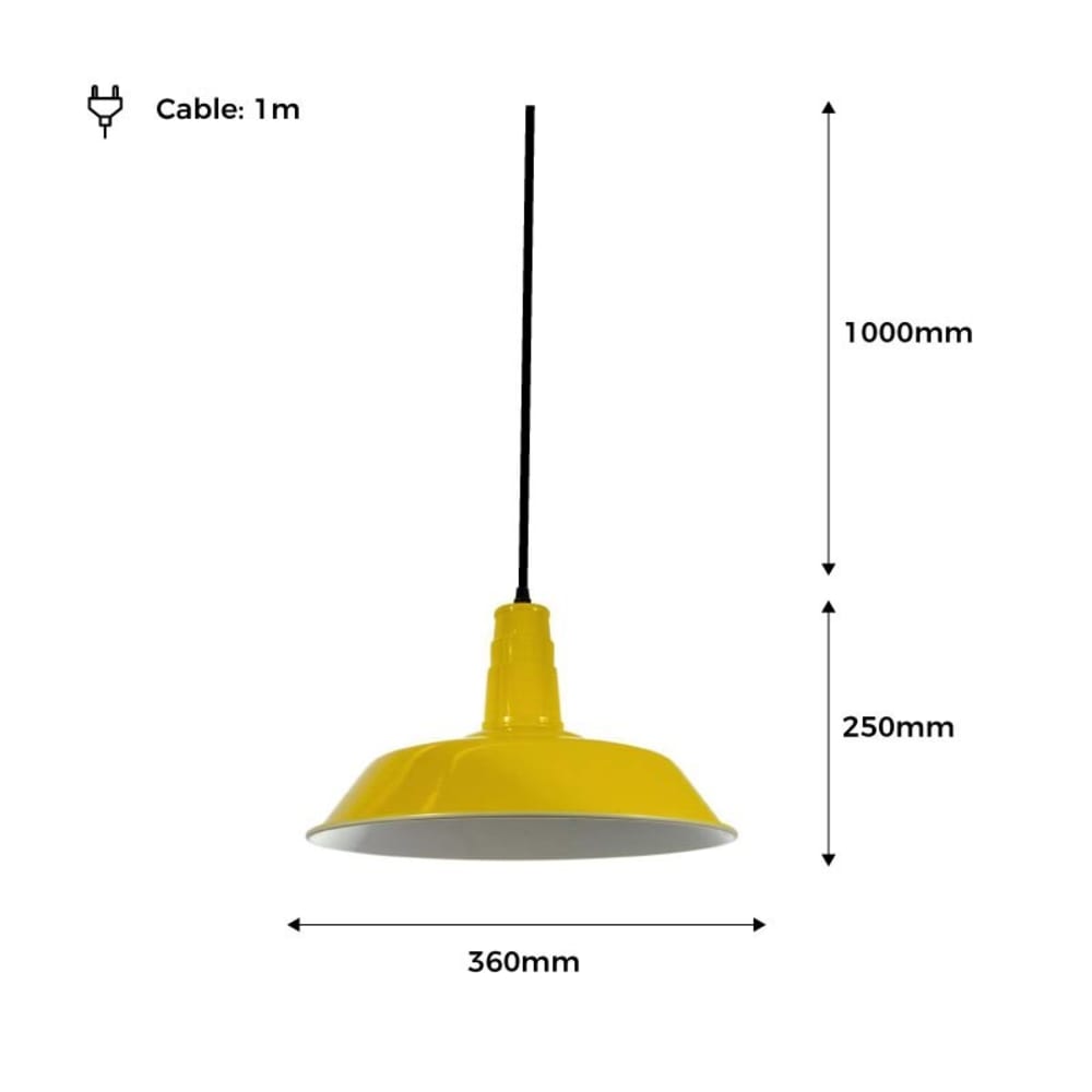 Plafonnier industriel métal jaune E27 Ø36 cm — vue 4