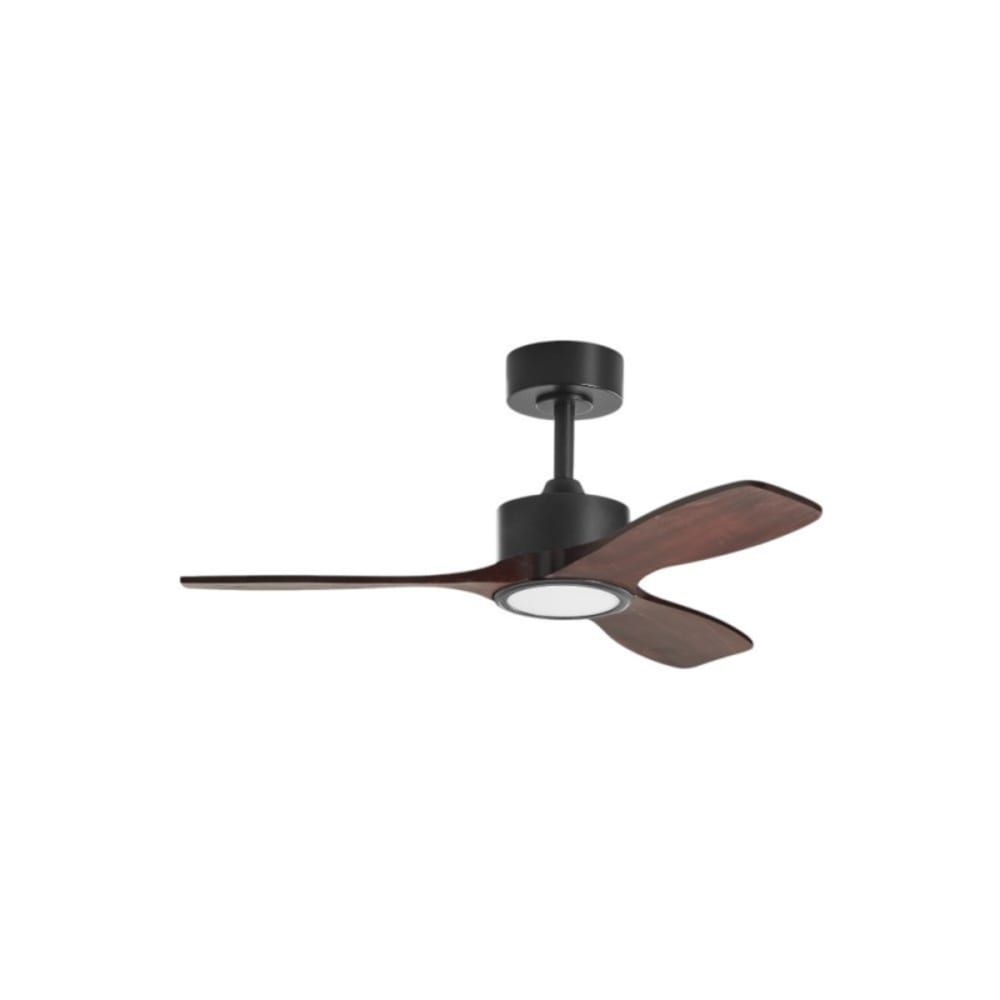 Ventilateur plafond lumineux noir et bois foncé