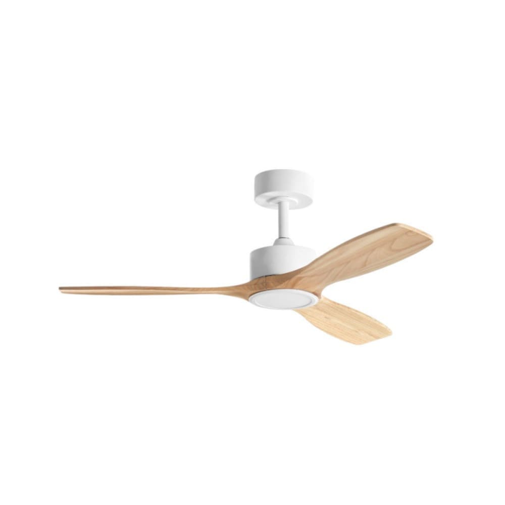 Ventilateur plafond lumineux blanc et bois