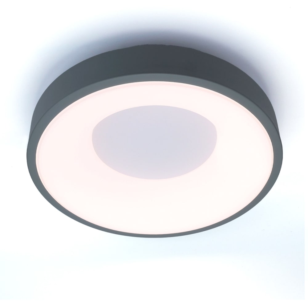 Plafonnier LED métal gris Ø30 cm 28W, CCT réglable