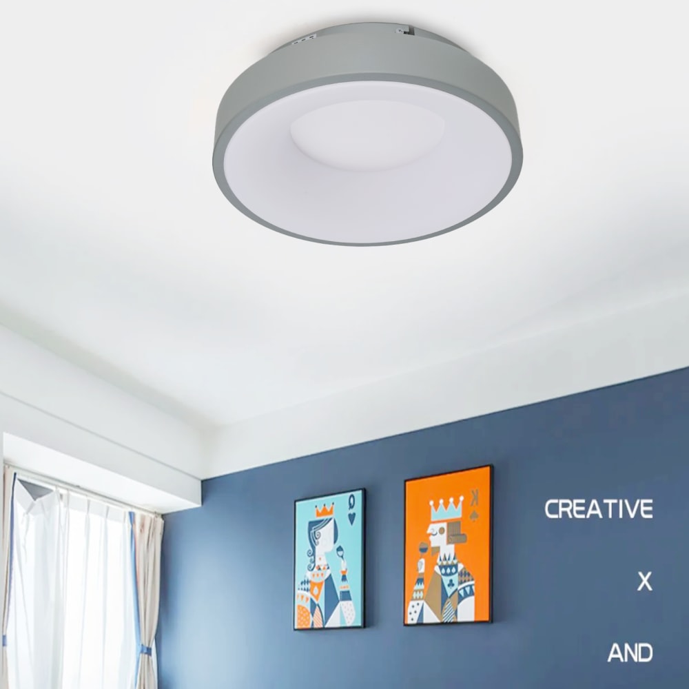 Plafonnier LED métal gris Ø30 cm 28W, CCT réglable — vue 4