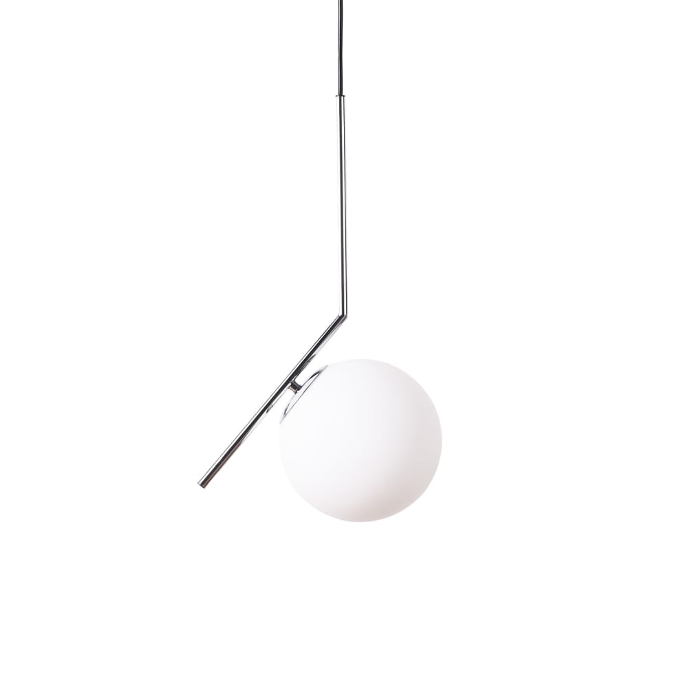 Plafonnier nordique chromé boule en verre, E27 Ø18 cm