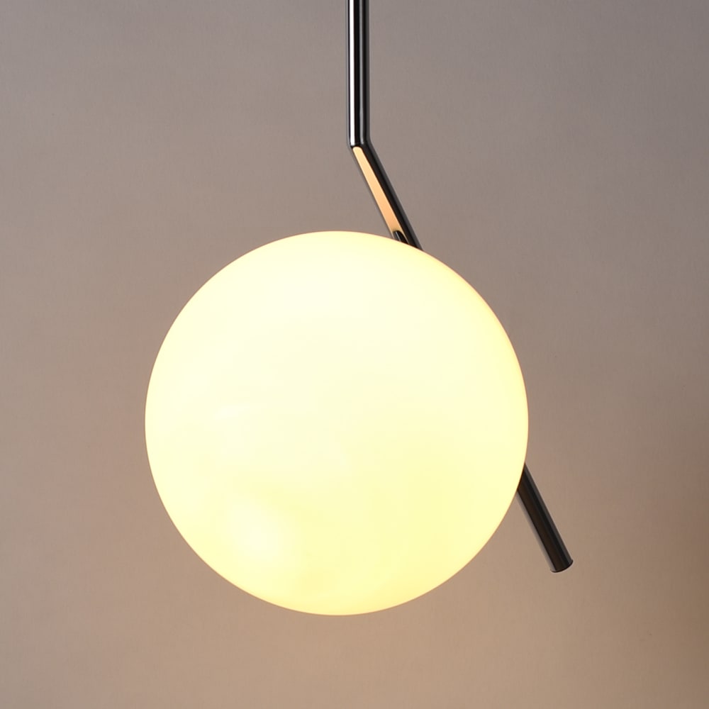 Plafonnier nordique chromé boule en verre, E27 Ø18 cm — vue 4