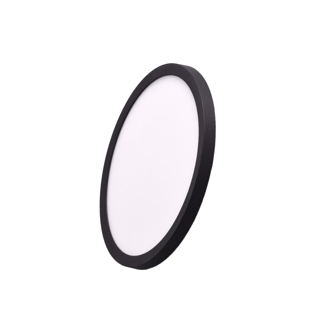 Plafonnier LED ultra-plat noir , 18W CCT IP44 Ø22,5 cm