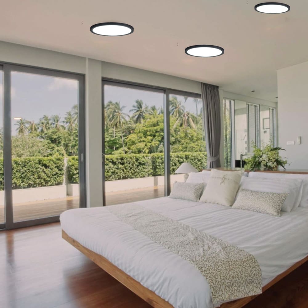 Plafonnier LED ultra-plat noir , 18W CCT IP44 Ø22,5 cm — vue 3