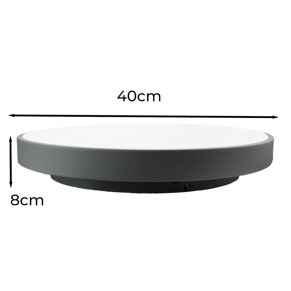 Plafonnier LED métal gris Ø50 cm, 40W CCT réglable — vue 4