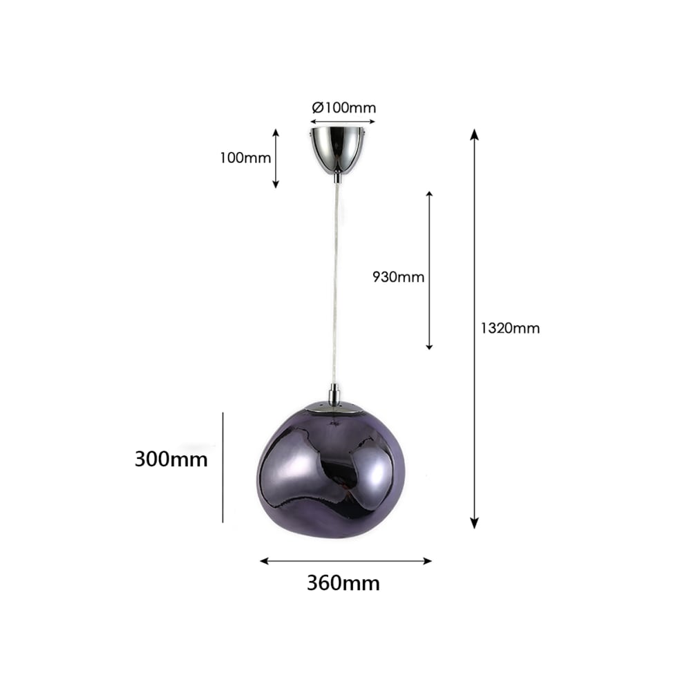 Plafonnier en verre métallisé violet E27, Ø36 cm — vue 4