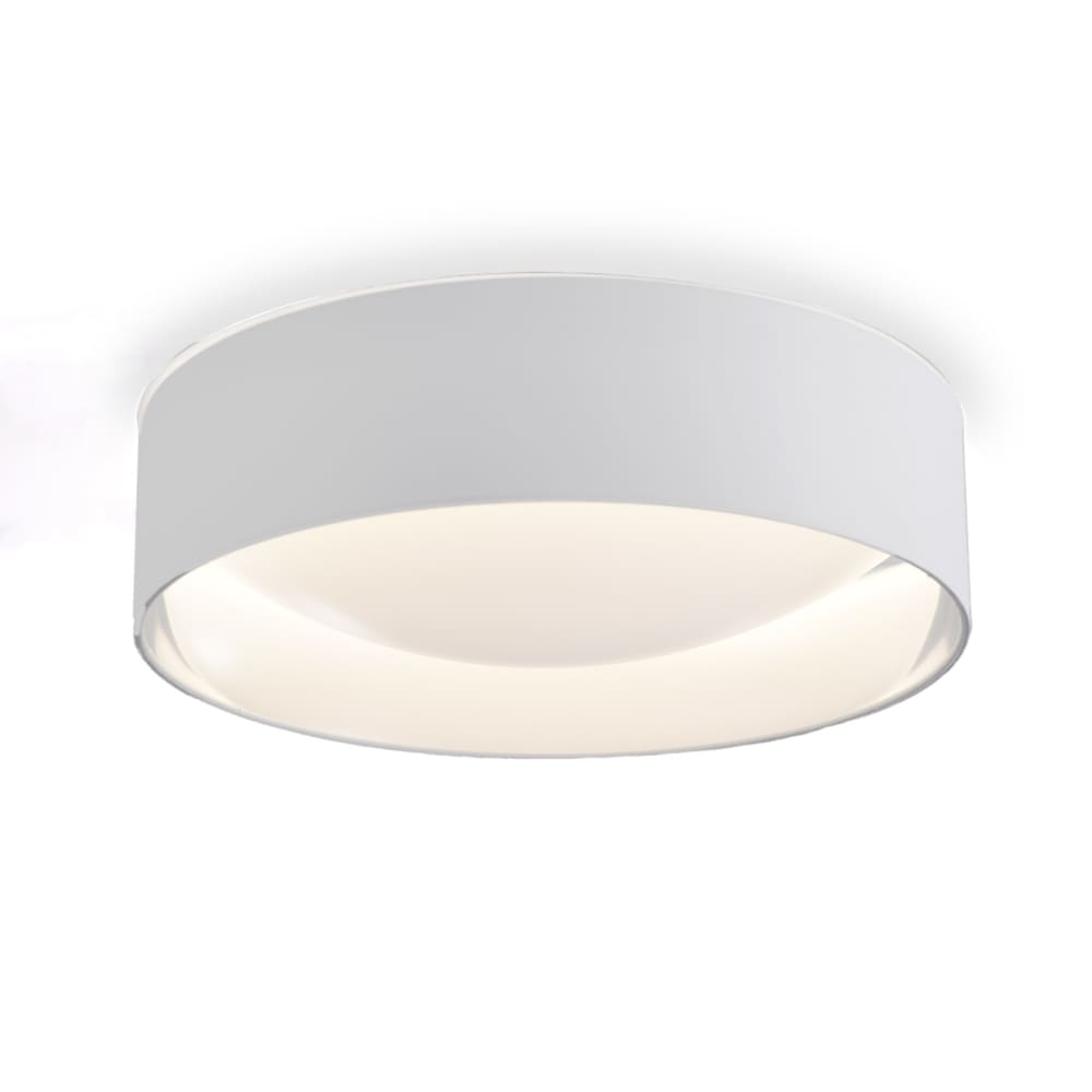 Plafonnier LED textile blanc et chromé Ø40 cm, 30W CCT
