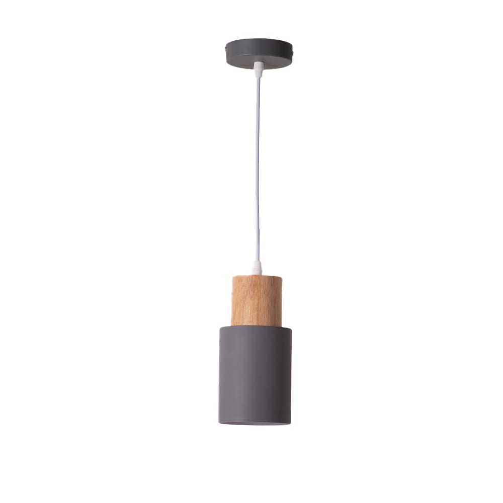 Alpinaluz Hängelampe aus Metall und Holz, grau, skandinavischer Stil, E27 style modern - Metall