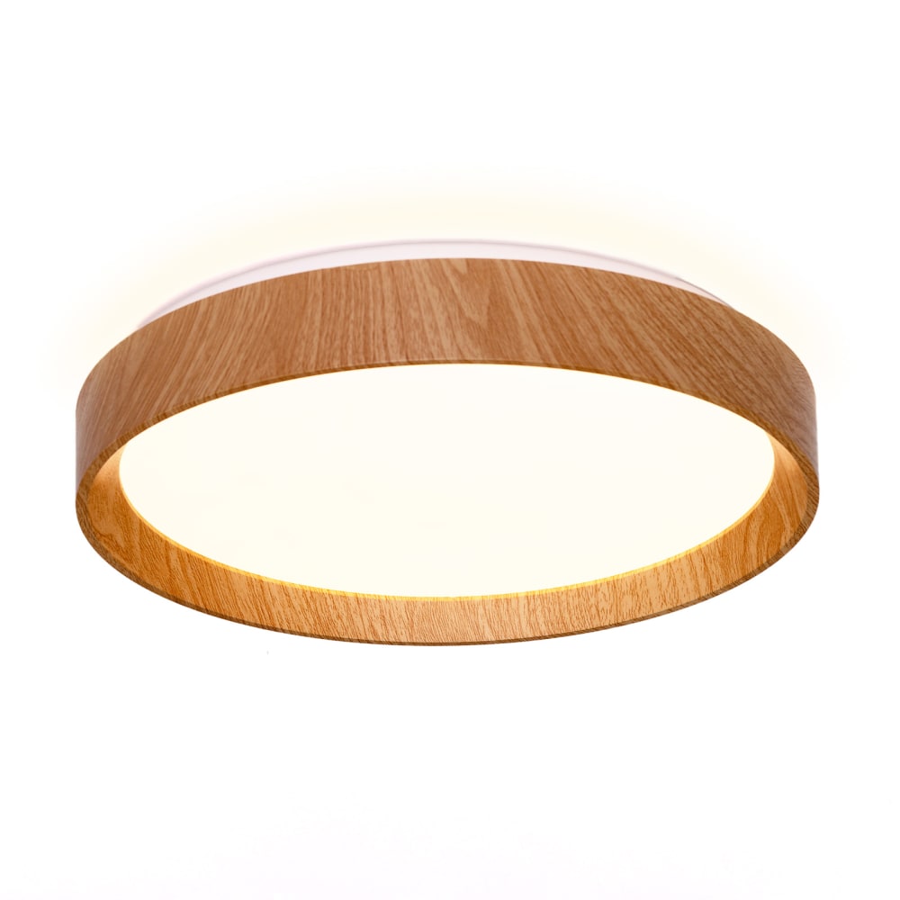 Plafonnier LED noir effet bois Ø38 cm, 30W CCT