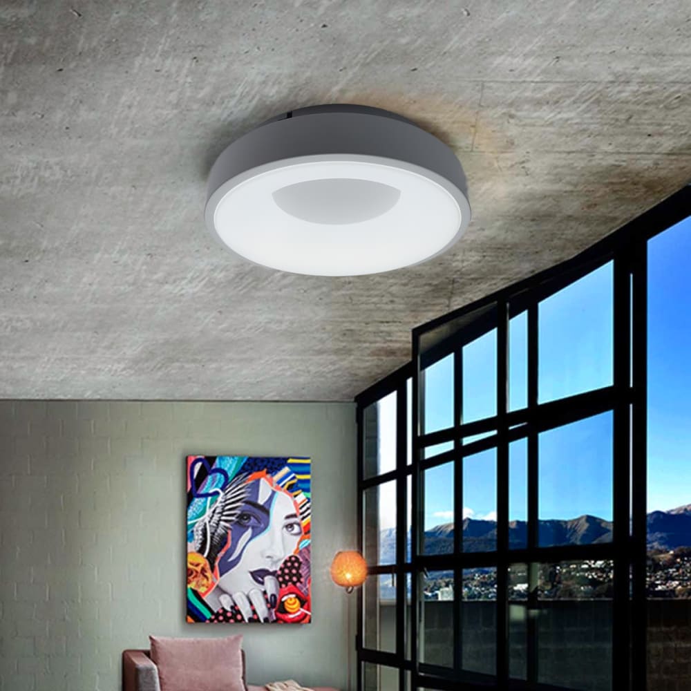 Plafonnier LED métal blanc, 28W CCT Ø30 cm — vue 3