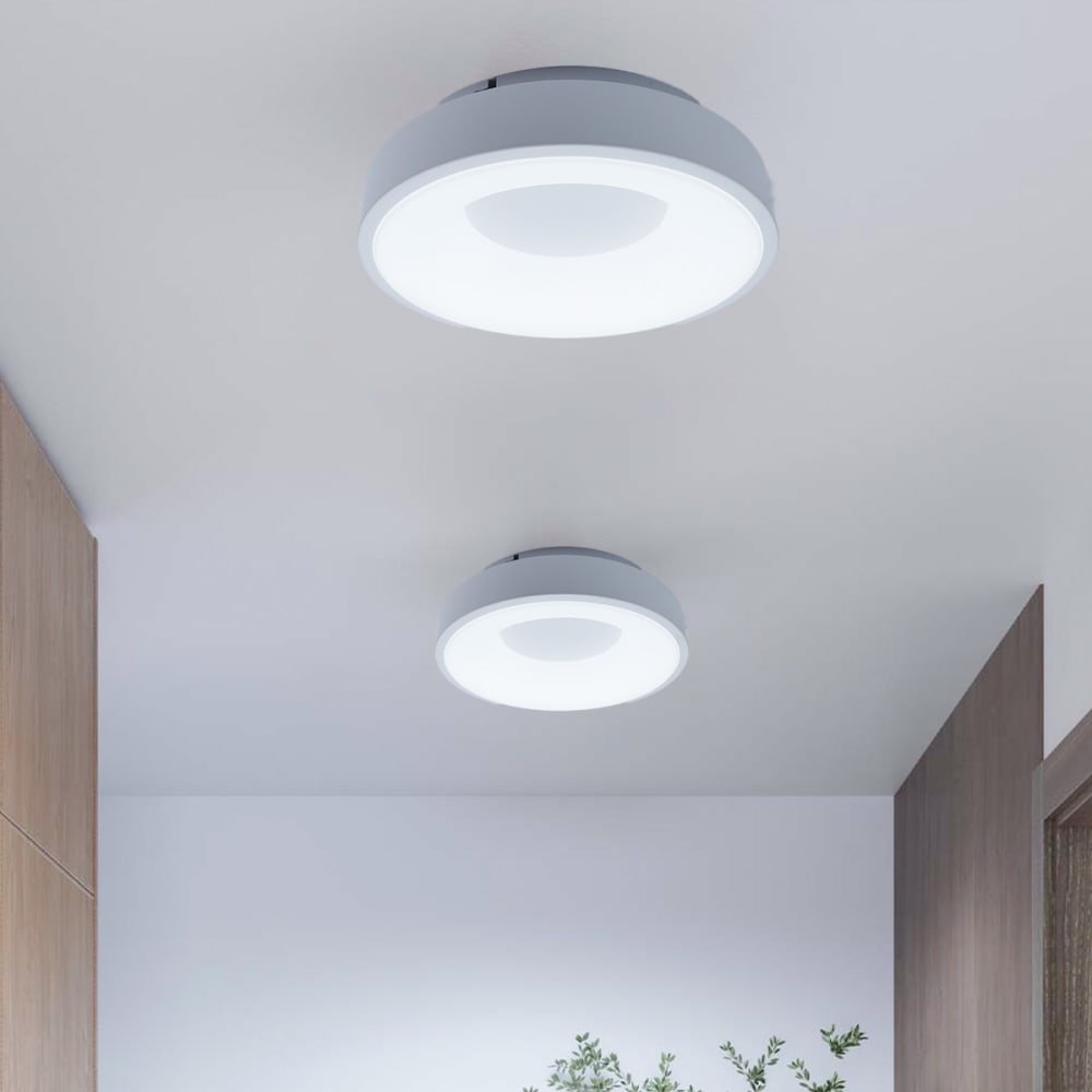 Plafonnier LED métal blanc, 28W CCT Ø30 cm — vue 4