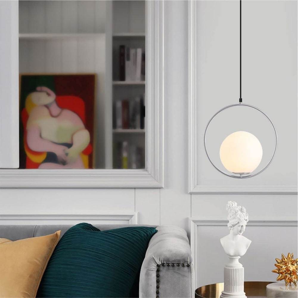 Plafonnier nordique chromé avec boule en verre, E27 25cm — vue 4