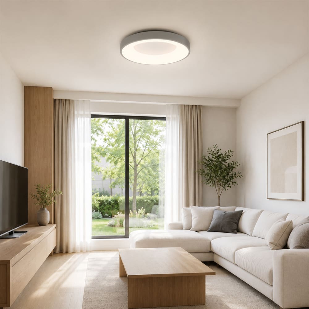 Plafonnier LED circulaire métal gris Ø40 cm, 36W CCT — vue 3