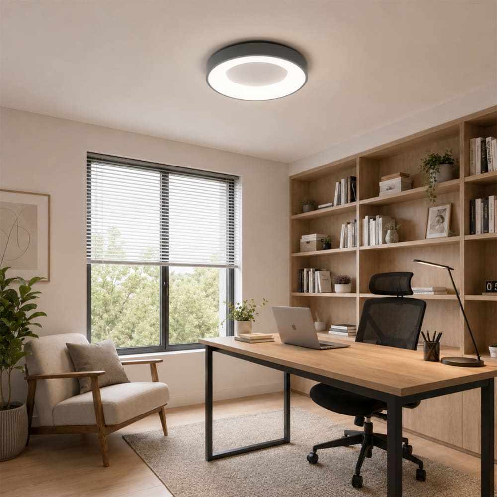 Plafonnier LED circulaire métal gris Ø40 cm, 36W CCT — vue 4