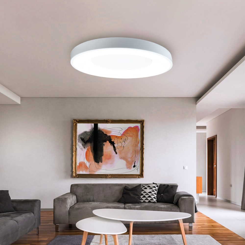 Plafonnier LED métal blanc Ø50 cm, 40W CCT réglable — vue 3