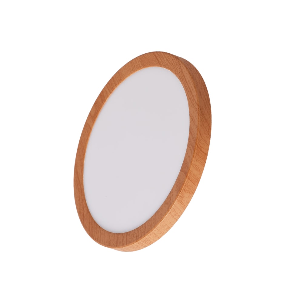 Plafonnier LED effet bois, 18W CCT IP44 Ø22,5 cm