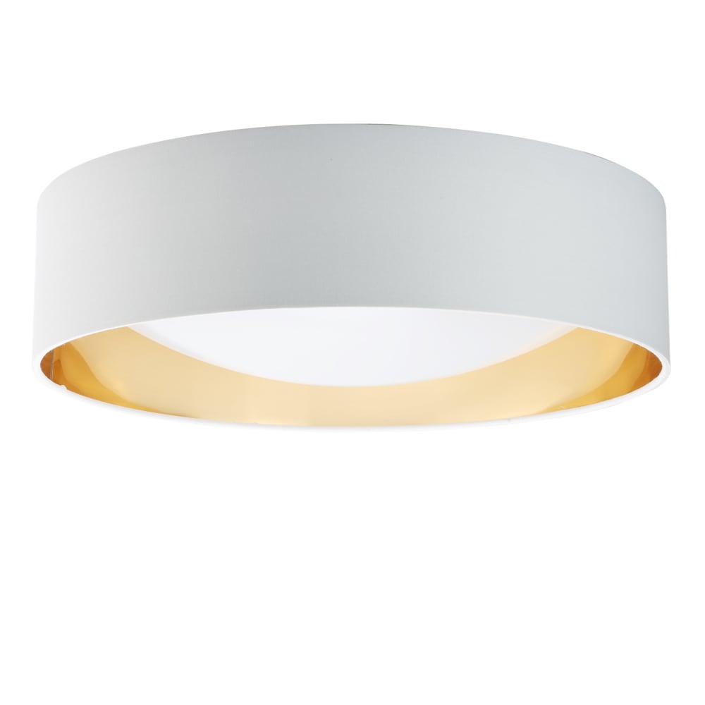 Plafonnier LED textile blanc et doré Ø40 cm, 30W CCT