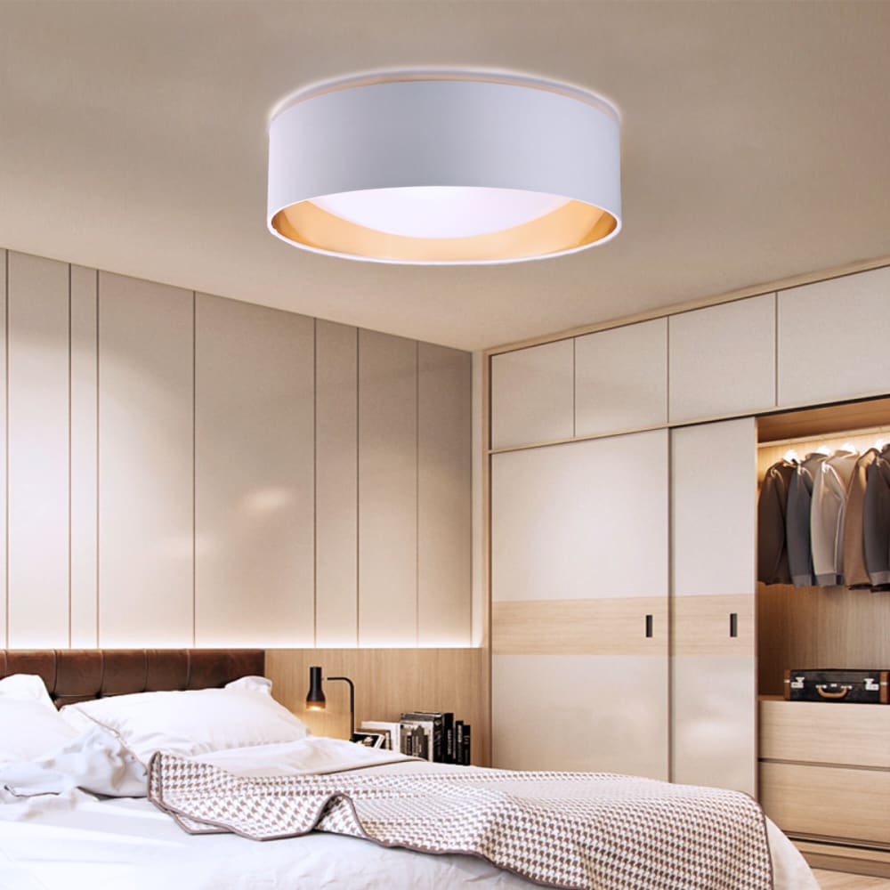 Plafonnier LED textile blanc et doré Ø40 cm, 30W CCT — vue 3