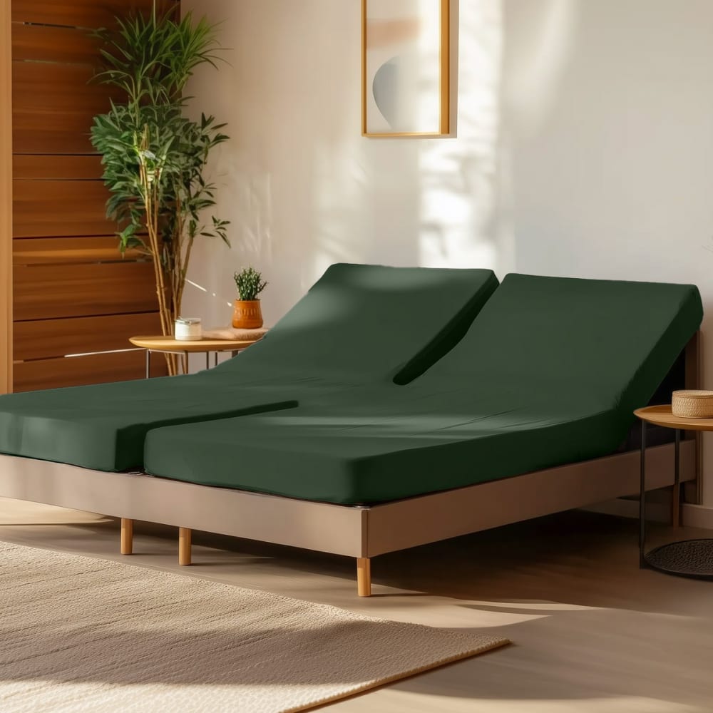 Drap-housse percale coton pour lit articulé eucalyptus 180x200 cm — vue 3
