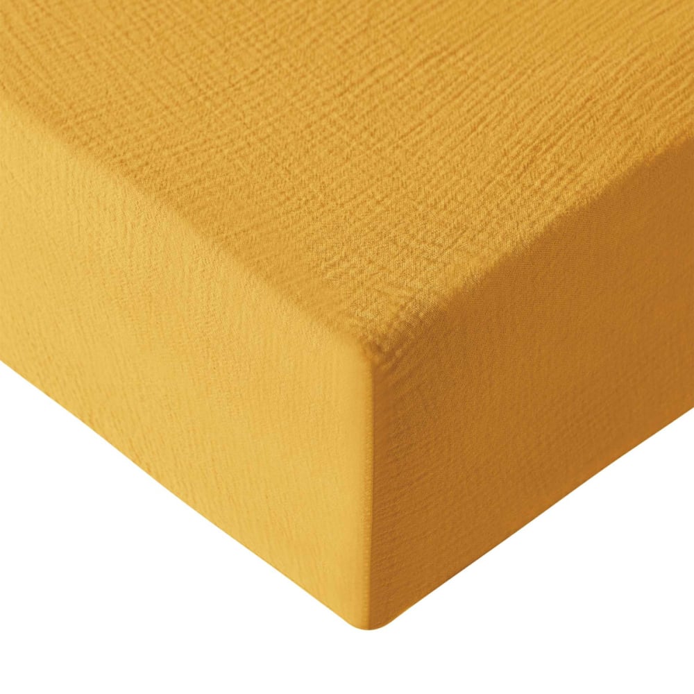 Drap-housse en gaze de coton bonnet 30 cm caramel 160x200 cm
