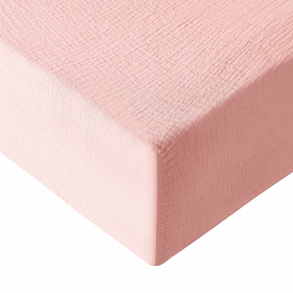 Drap-housse en gaze de coton bonnet 30 cm Poudre 160x200 cm