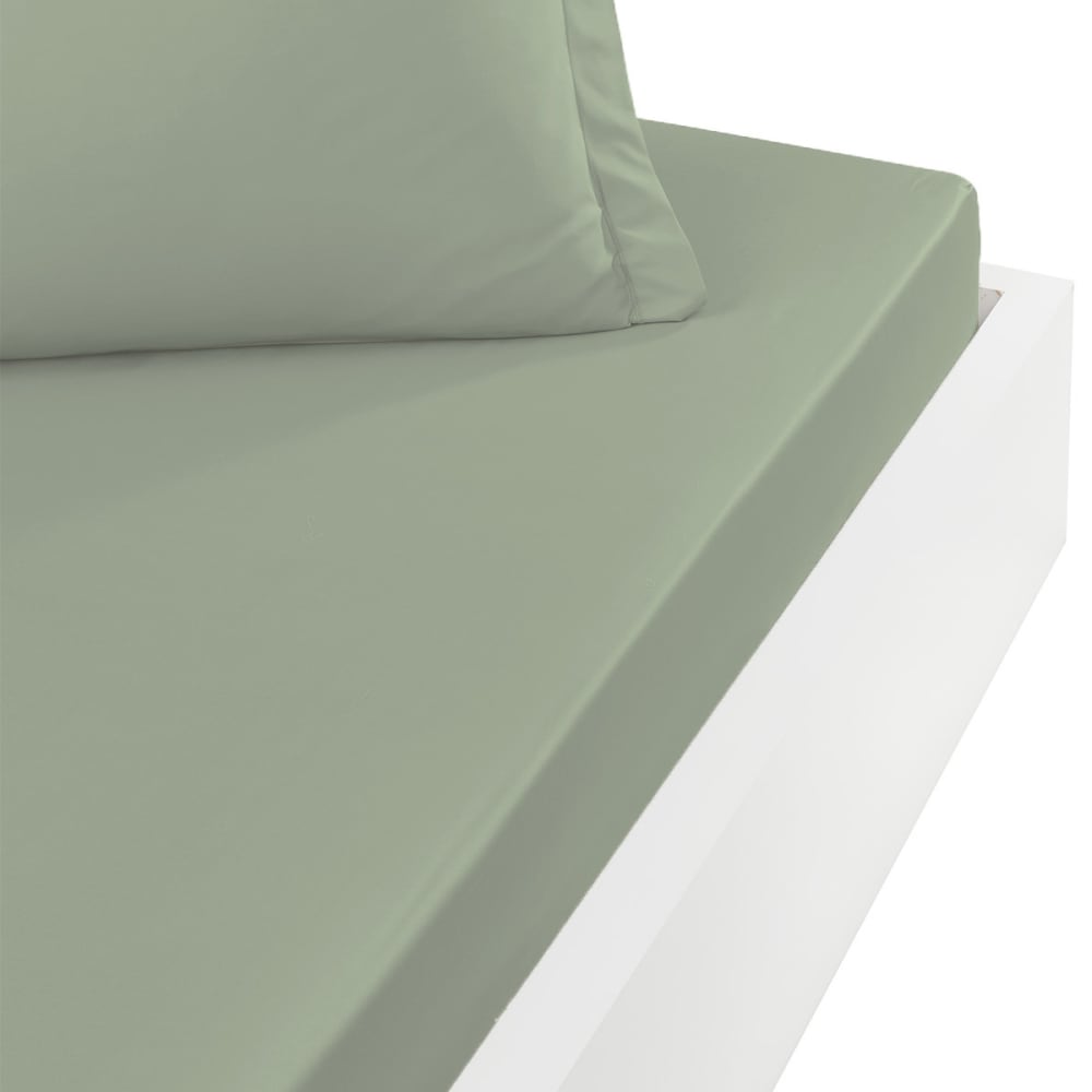 Drap-housse percale coton pour lit articulé Sauge 140x190 cm