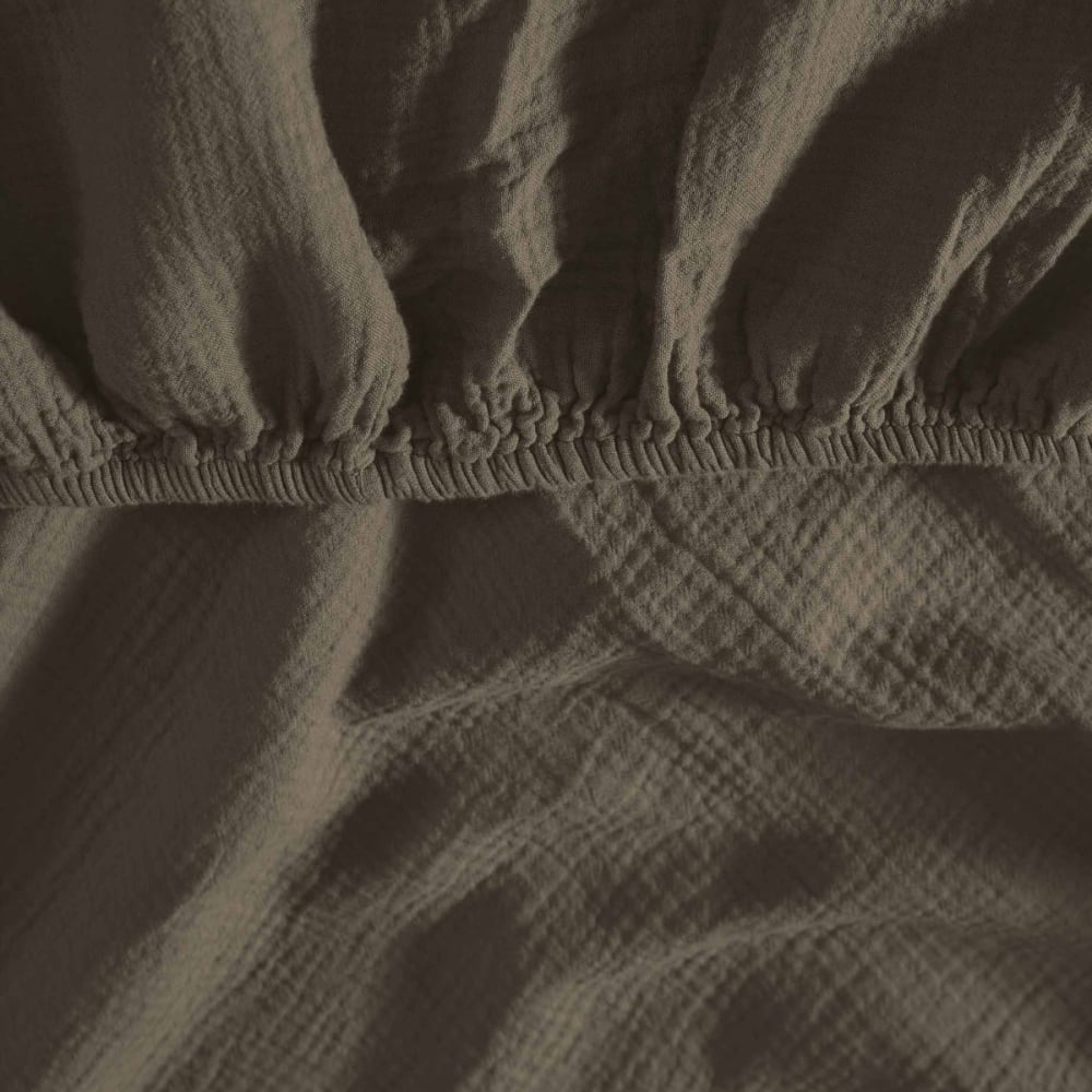 Drap-housse en gaze de coton bonnet 30 cm noisette 80x200 cm — vue 4