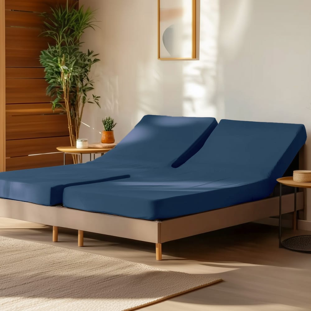 Drap-housse percale coton pour lit articulé indigo 180x200 cm — vue 3