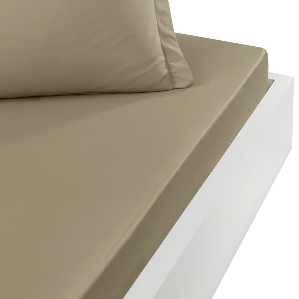 Drap-housse percale coton pour lit articulé Taupe 140x190 cm