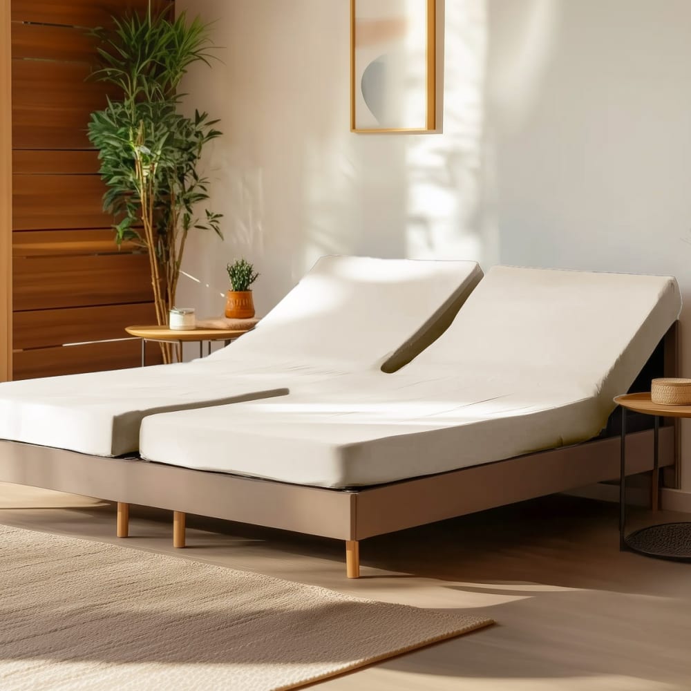 Drap-housse percale coton pour lit articulé ecru 140x190 cm — vue 3