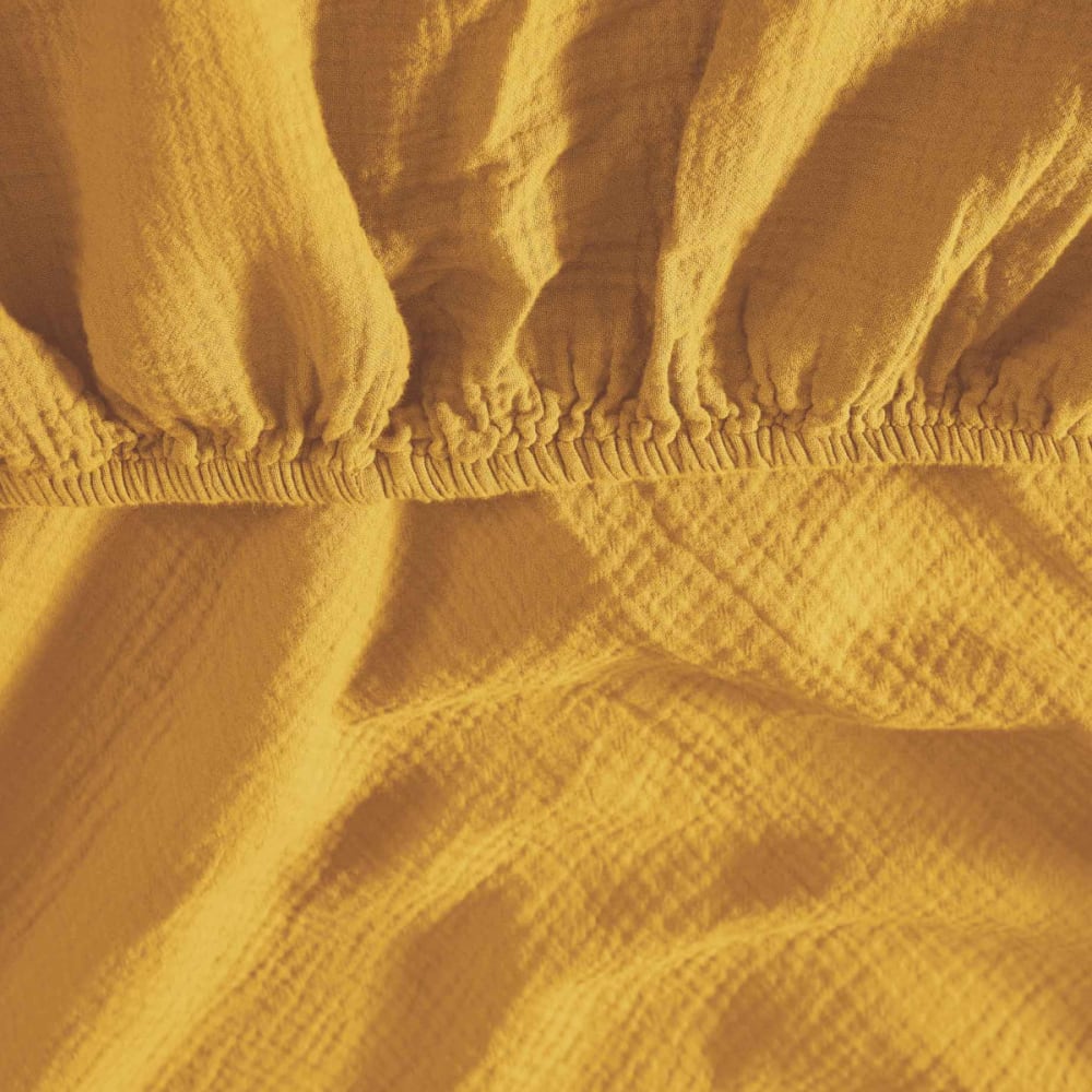 Drap-housse en gaze de coton bonnet 30 cm caramel 80x200 cm — vue 4