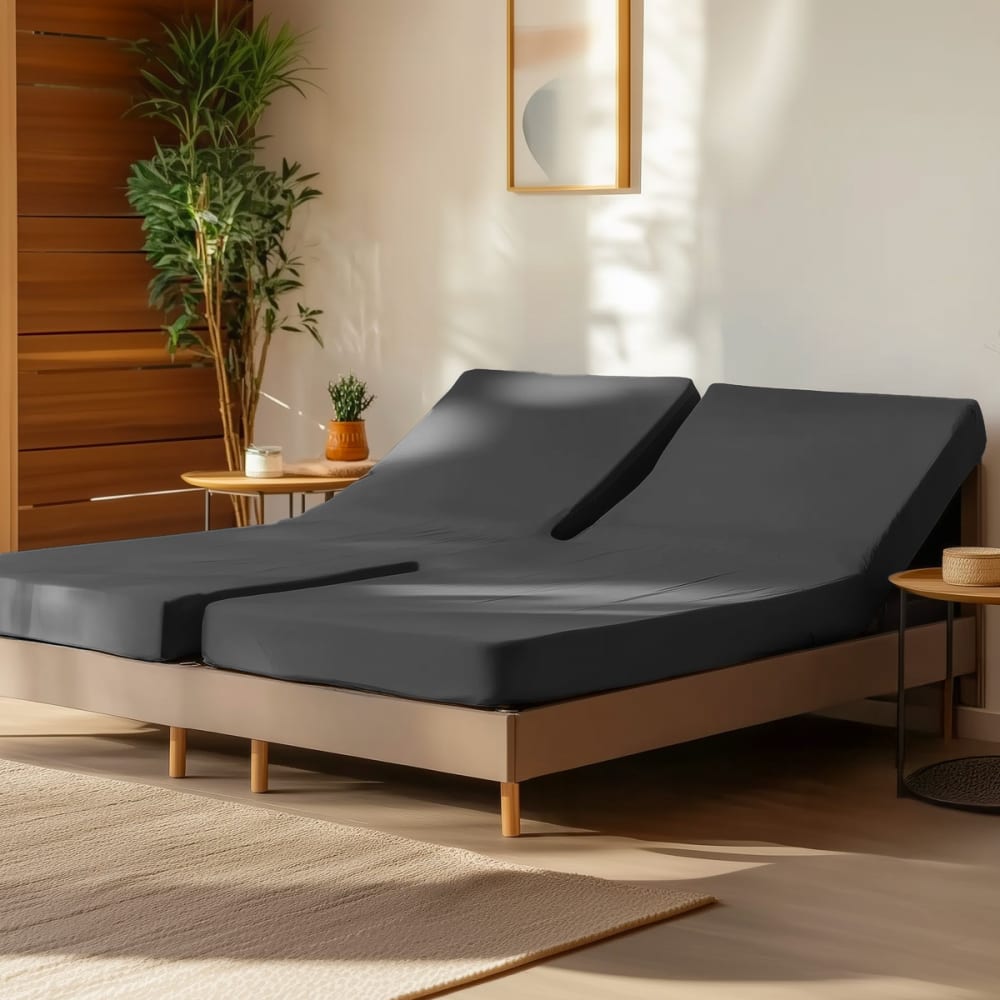 Drap-housse percale coton pour lit articulé anthracite 180x200 cm — vue 3