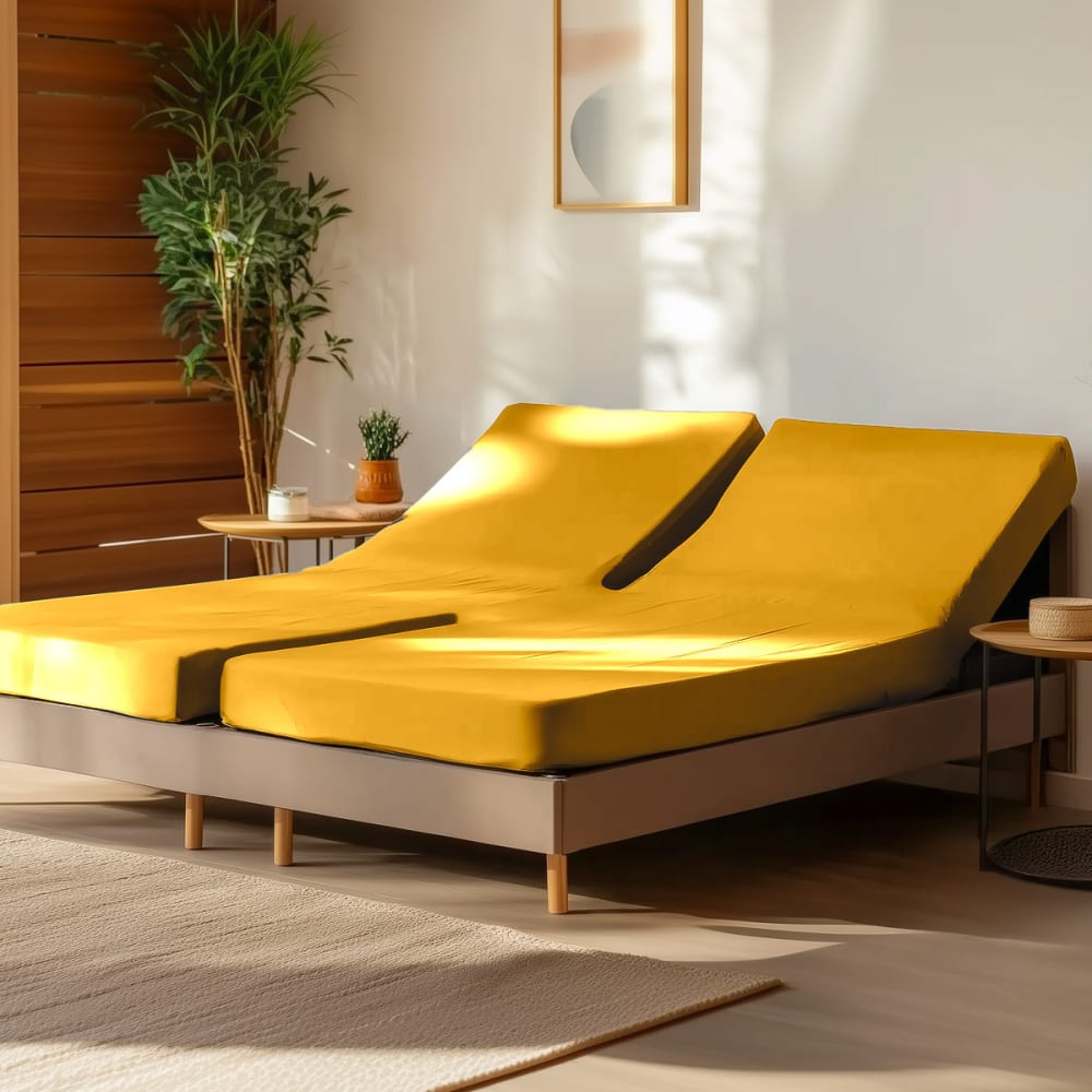 Drap-housse percale coton pour lit articulé caramel 160x200 cm — vue 3