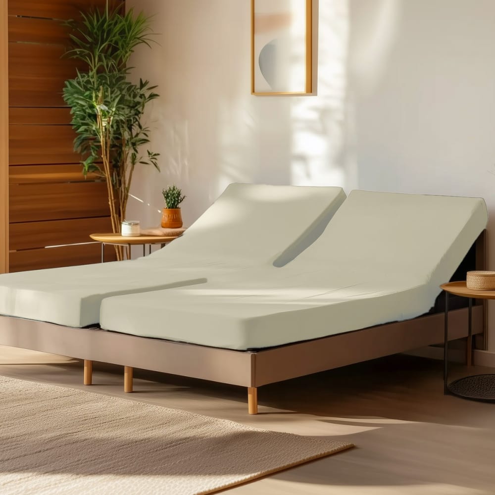 Drap-housse percale coton pour lit articulé ficelle 180x200 cm — vue 3
