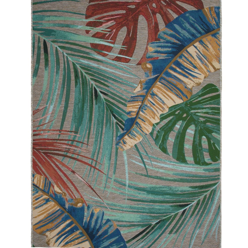 Tapis extérieur intérieur feuilles rouge multicolore 160x230