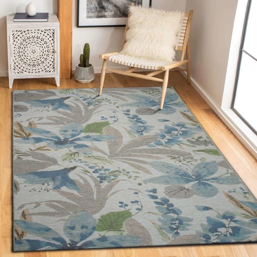 Tapis intérieur extérieur fleurs bleu multicolore 123x180 — vue 3