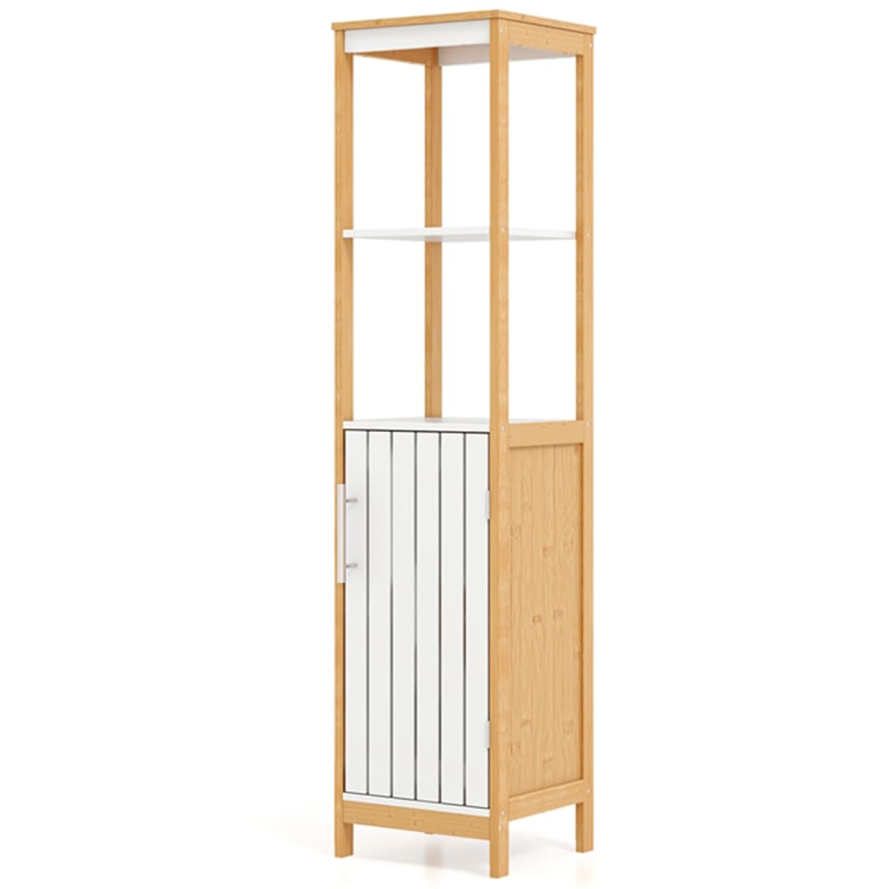 Armoire haute autoportante de salle de bain bambou beige 30x30x129cm