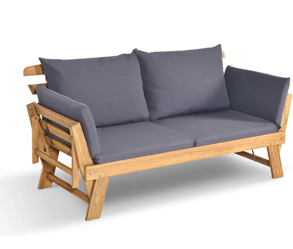 Canapé-lit de jardin extensible 2 places gris