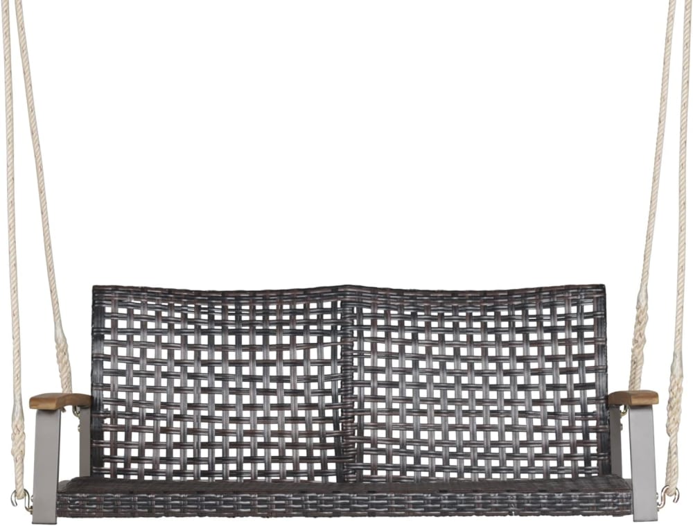 Balançoire de jardin en rotin 2 personnes en bois massif 131X68X54cm