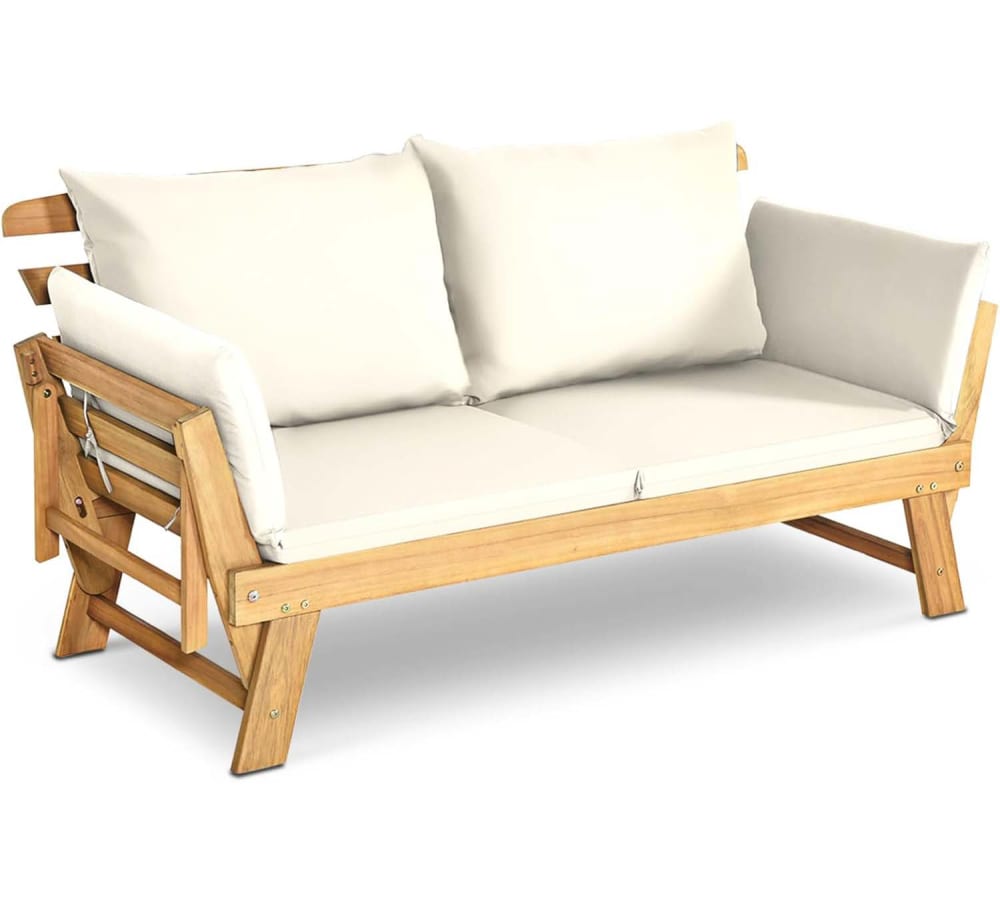 Canapé-lit de jardin extensible 2 places blanc