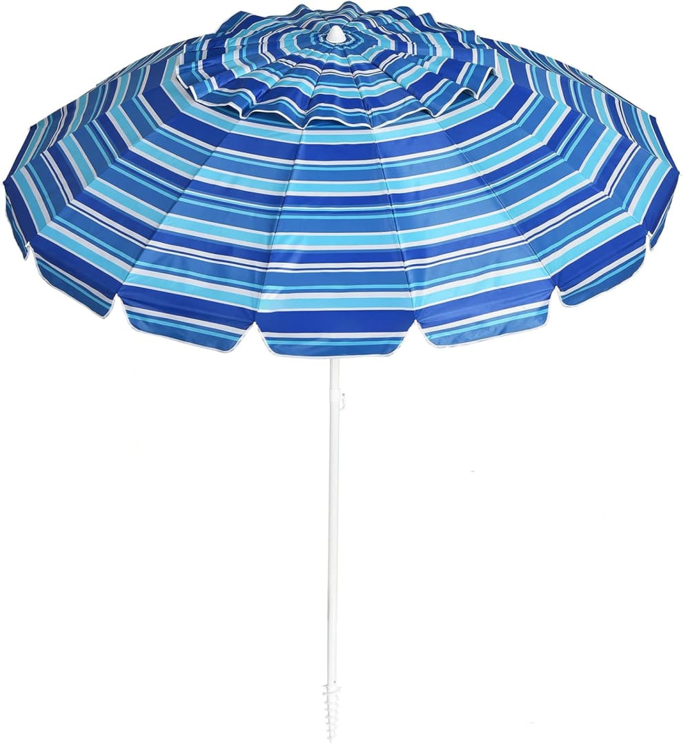Parasol de plage inclinable multicolore hauteur 185cm sans socle