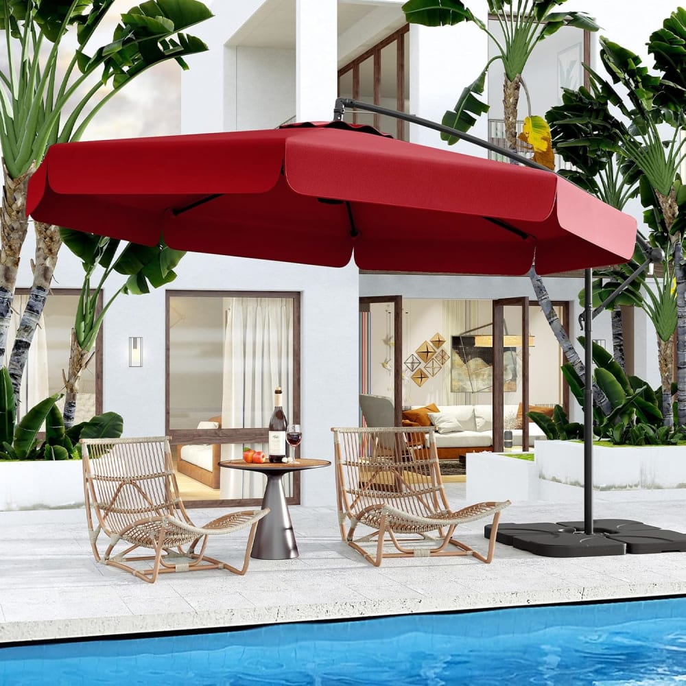 Parasol déporté avec manivelle rouge 3x3m - Maisons du Monde