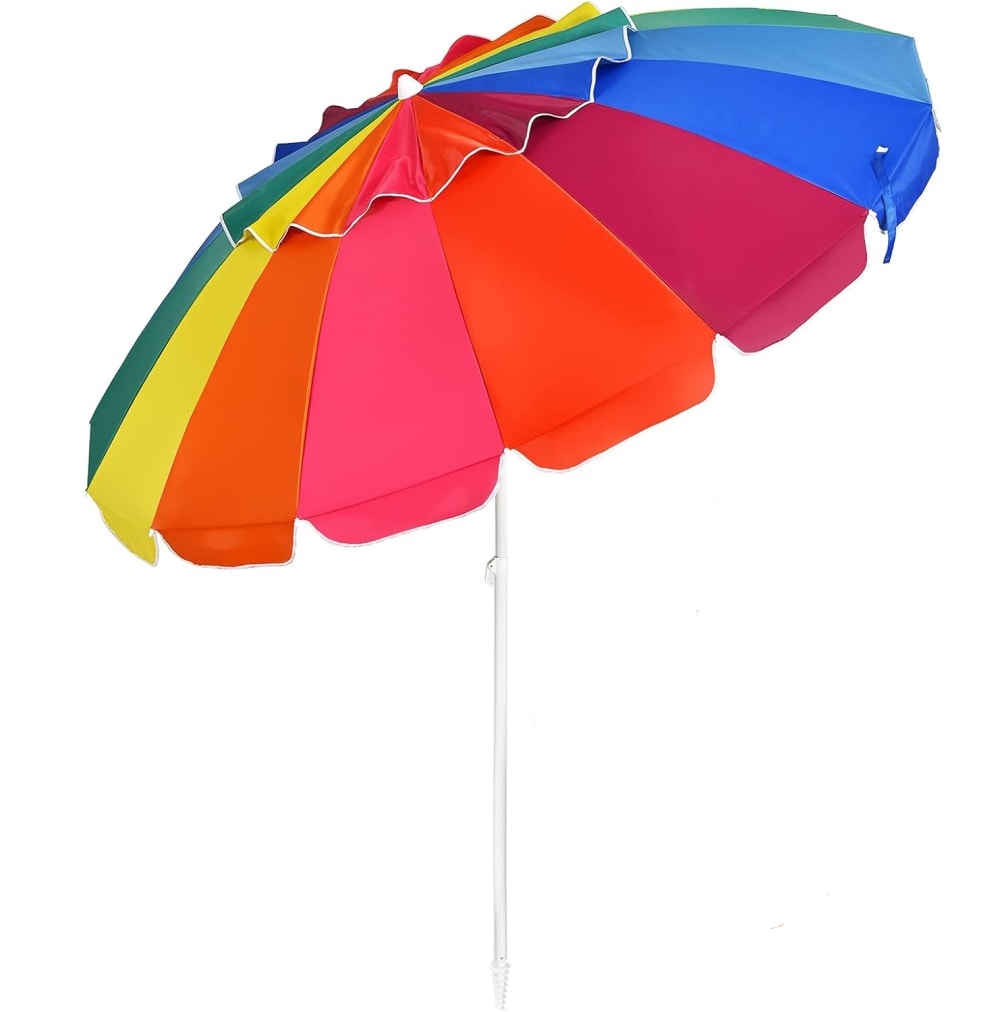 Parasol de plage inclinable multicolore hauteur 185cm sans socle