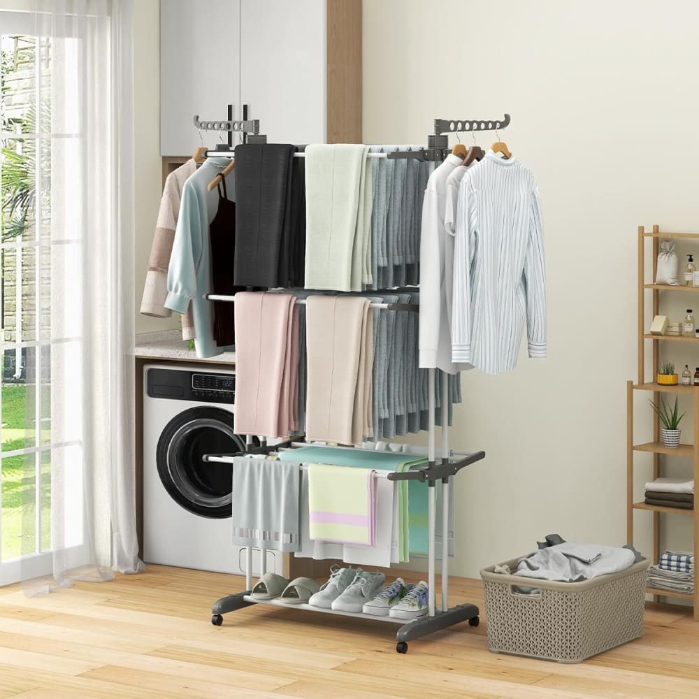 Étendoir à linge 4 niveaux support pliable 1 étagère — vue 3